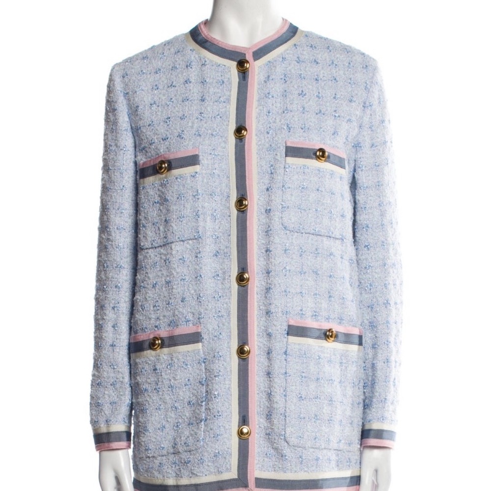 Gucci Blue and Pink Blazer with Textured Design - Picture 4 of 12